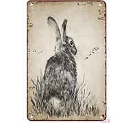 Vintage Tin Signs for Man Cave Rabbit Drawing Printable Bunny Drawing Rabbit Wall Art Rabbit Print Cute Rabbit Nursery Wall Art Tin Signs Home Decorations Wall Decor Metal Poster 8x12 inch