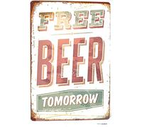 Vintage Tin Signs Free Beer Tomorrow Rustic Pubtore Deco Art Perfect Mancave College Dorm Room Plaqueigns Sign For Home Cave Garage bar Country Poster Club Wall Decoration Metal Signs 8x12 Inch