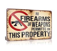 Vintage Tin Signs Funny No Firearms Or Weapons Allowed Sign Tin Man Cave Bar Funny Garage Tin Sign(20X30CM)