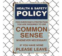 Vintage Tin Signs Health Safety Policy Common Sense