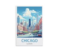 Vintage Tin Signs Ideal for Pub shed Bar Office Man Cave Home Bedroom Dining Room Kitchen Gift Chicago Illinois Posters 30x40cm