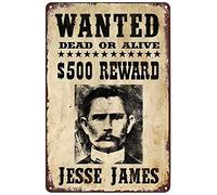 Vintage Tin Signs Jesse James Original Wanted Poster Reproduction Metal Sign Plaque Bar Pub Wall Decor 8 x 12 inches