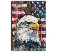 Vintage Tin Signs,Metal American Eagle & Patriotic Wall Decor - Memorial Day Veterans Decor, Patriotic Vintage Art for Home Bar, Man Cave, Coffee Shop, Cinema, Garage - 12x8 Inches