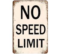Vintage Tin Signs Metal Signs No Speed Limit Garden Signs Bar Sign Wall Art Funny Sign Vintage Metal Sign Decoration for Home Room Garden Bar Farm Garage Vintage Retro Poster Plaque