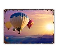 Vintage Tin Signs Sunset And Hot Air Balloons Funny Metal Sign Iron Painting Retro Wall Decor Poster For Home Restroom Bar Club Mall Outdoor Street Garage 14x20cm