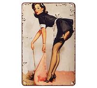 Vintage Tin Signs Vintage Retro Sexy Pin Up Girl Girl Sign Decor Tin Sign Chic Art Wall Metal Decorations Funny Iron Signs Gift for Living Room Office 6x8 inch