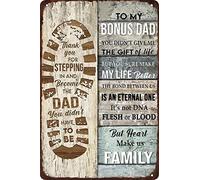 Vintage Tin Signs Wall Art Metal To My Bonus Dad Metal Signs Footprints You Didn'T Give Me The Gift Of Life Birthday Father'S Day For Retro Vintage Home Wall Decor Art 8x12 inch