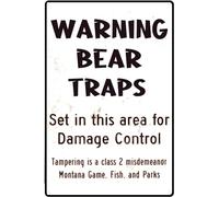 Vintage Tin Signss Decor Art Tin Sign Warning Bear Traps Montana Decor Gifts Aluminum Yard Home Wall Gift For Women Men 8x12 Inch