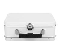 Vintage Tin Storage Box Treasure Chest Style White Metal