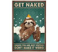Vintage Tin Wall Decor Sloth Bathroom Metal Tin Sign Get Naked Unless You are Just Visiting Wall Decor Poster Home Bedroom Kitchen Bar Farm Village Cafe 8x12 inch