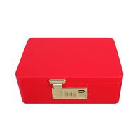 Vintage Tinplate Storage Box with Combination Lock for Jewelry and Trinkets, Lightweight Rectangular Metal Lockable Box for Home Décor and Bedrooms, Stylish Red Keepsake Organizer