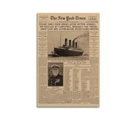 Vintage Titanic Disaster Poster Unframed New York Times 1912 Commemorating Titanic's Historic Sinking Canvas Wall Art Aesthetic Decorative Painting Living Room， Restaurants And Hotels2style 12x18inch