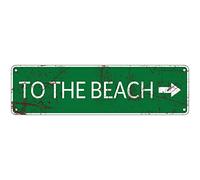 Vintage to The Beach Tin Sign Street Road Sign Metal Plate Wall Plate Metal Poster Cafe Bar Shop Farmhouse Metal Sign 16X4 Inch