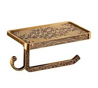 Vintage Toilet Paper Holder Wall Mount Toilet Roll Holder with Shelf and Hook Bronze Antique Bathroom Accessories Toilet Tissue Roll Holder Hanger Aluminum Material (Bronze Finish)