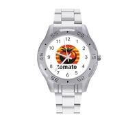 Vintage Tomato Business Watch for Men Metal Band Watches Casual Gift Three-Hand Wrist Watch for Boyfriend Father