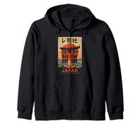 Vintage Torii Gate Art Asia Cool Japanese Poster Zip Hoodie
