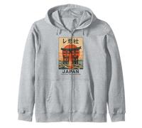 Vintage Torii Gate Art Asia Cool Japanese Poster Zip Hoodie