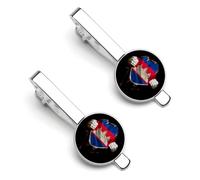 Vintage Torn Broken Cambodian Flag Tie Clip for Men,Round Tie Bar Clips And Cufflinks Set for Luxury Clothing Accessories 2 Pcs-RE2DSA3