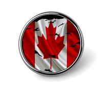 Vintage Torn Broken Canada Canadian Flag Round Metal Badge Lapel Pin,Stylish Patriotic Pattern Button Brooch Decorative Badges for Men Women