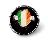 Vintage Torn Broken Ireland Irish Flag Round Metal Badge Lapel Pin,Stylish Patriotic Pattern Button Brooch Decorative Badges for Men Women