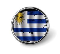 Vintage Torn BrokenUruguay Uruguayan Flag Round Metal Badge Lapel Pin,Stylish Patriotic Pattern Button Brooch Decorative Badges for Men Women