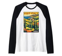 Vintage Tourist Poster Italy 1940s Style Retro Italian Women Raglan Baseball Tee