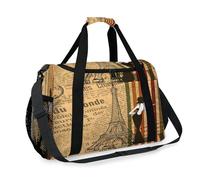 Vintage Tower Eiffel Poster Travel Duffel Bag for Girls Boys Women Men Weekend Overnight Bag Shoulder Tote Luggage Handbag for Travel Sports Gym