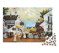 Vintage Town Scene 1000 Pc Extra-thick Cardboard Jigsaw Puzzle Bundle Couple Partners Concentration Training Gift Idea 70x50cm/1000pcs