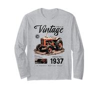 Vintage Tractor Farmer Birthday Born in 1937 Long Sleeve T-Shirt