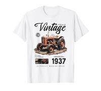 Vintage Tractor Farmer Birthday Born in 1937 T-Shirt