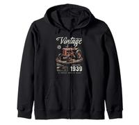 Vintage Tractor Farmer Birthday Born In 1939 Zip Hoodie