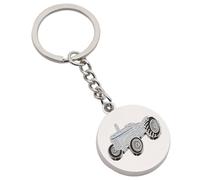 Vintage Tractor Farmer Farming Design Personalised Engraved Silver Keyring in a Gift Pouch