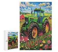 Vintage Tractor Painted in 1000 Piece Jigsaw Puzzles Adults Kids Pastoral Farm Landscape Jigsaws Weekend Chill-Out Activity Challenging Colourful Puzzle Friends 1000 PCS