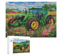 Vintage Tractor Painted in 300 Piece Jigsaw Puzzles Adults Kids Pastoral Farm Landscape Jigsaws Family Movie Night Companion Whimsical Colourful Puzzle Home Decor 300 PCS