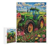 Vintage Tractor Painted in 500 Piece Jigsaw Puzzles Adults Kids Pastoral Farm Landscape Jigsaws Morning Leisure Activity Vibrant Brainteaser Perfect Holiday Present Home Decor 500 PCS