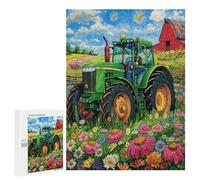 Vintage Tractor Painted in 500 Piece Jigsaw Puzzles Suitable Adults Children Pastoral Farm Landscape Jigsaws Stress Relief Busy Lifestyles Colourful Challenge Great Gift Home Decor 500 PCS