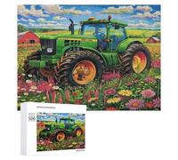 Vintage Tractor Painted in 500Pc Jigsaw Puzzles Adults Kids Pastoral Farm Landscape Jigsaws Weekend Parent Child Activity After Work Stress Relief Vibrant Gift Home Decor 500 PCS