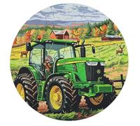 Vintage Tractor Painted in 68 Piece Circular Puzzle Pastoral Farm Landscape Animal Shape Learning Puzzle for All Ages Creative Brainteaser Gift Home Decor Relaxing Activity Challenging 68 PCS