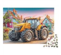 Vintage Tractor Scene 1000 Pieces Thick Board Rustic Countryside Style Puzzle Gifts for Adults Lettered Back Pieces Indoor Activity Premium Quality Zero-gap Fit 52x38cm/1000pcs