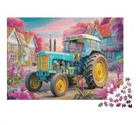 Vintage Tractor Scene 1000Pc Jigsaw Puzzle Fantasy Rural Landscape Premium Quality, Great for Adults & Kids 52x38cm/1000pcs