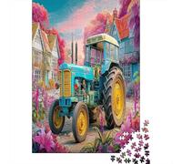 Vintage Tractor Scene Extra-Thick Cardboard Fantasy Rural Landscape DIY Jigsaw Puzzle for Adults And Kids Age 12 Years Up Fun And Challenging Family Game Beautiful Decoration 38x26cm/1000pcs