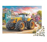 Vintage Tractor Scene Jigsaw Puzzle Rural Countryside Art Style 1000 Pieces Extra-thick Cardboard Jigsaw Puzzle Kids Beginners 38x26cm/1000pcs