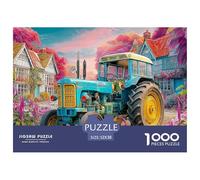 Vintage Tractor Scene Sturdy Thick Paper Pieces Fantasy Rural Landscape Perfect for Improving Concentration, Patience And Logical Thinking in Spare Time 52x38cm/1000pcs