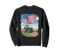 Vintage Tractor with Distressed Flag Design Sweatshirt