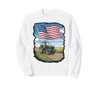 Vintage Tractor with Distressed Flag Design Sweatshirt