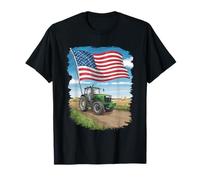 Vintage Tractor with Distressed Flag Design T-Shirt