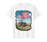 Vintage Tractor with Distressed Flag Design T-Shirt