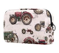 Vintage Tractors Farm Machinery Cosmetic Bag for Women, Travel Toiletries Bags Large Makeup Handy Pouch Organiser Bag with Zipper