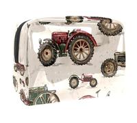 Vintage Tractors Farm Machinery Cosmetic Bag for Women, Travel Toiletries Bags Large PVC Makeup Handy Pouch Organiser with Zipper