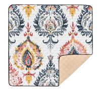 Vintage Tradition Pattern Baby Play Mat for Floor, 127x127 CM Playpen Mat,Thicken Soft Non-Slip Tummy Time Mat for Toddlers and Infants